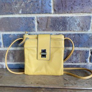Tignanello Turmeric Yellow Crossbody Purse Built In Card Holder Wallet